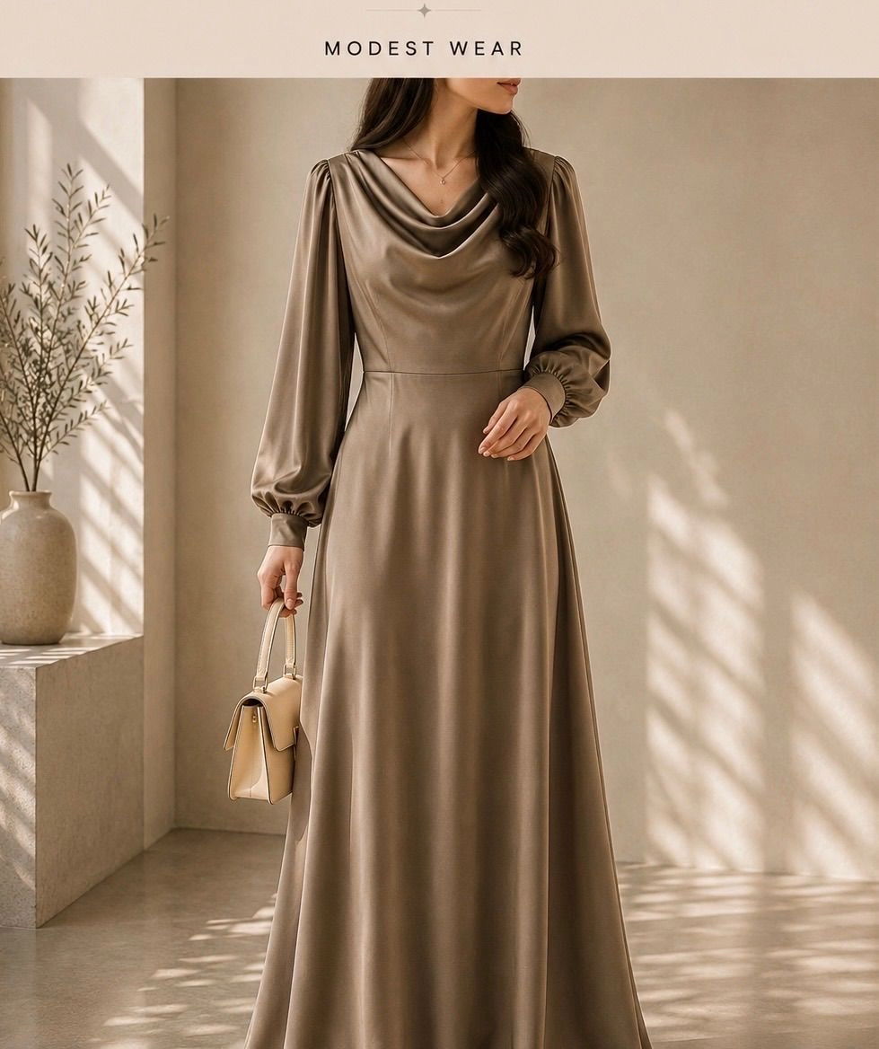 The Olive Satin Maxi Dress 2