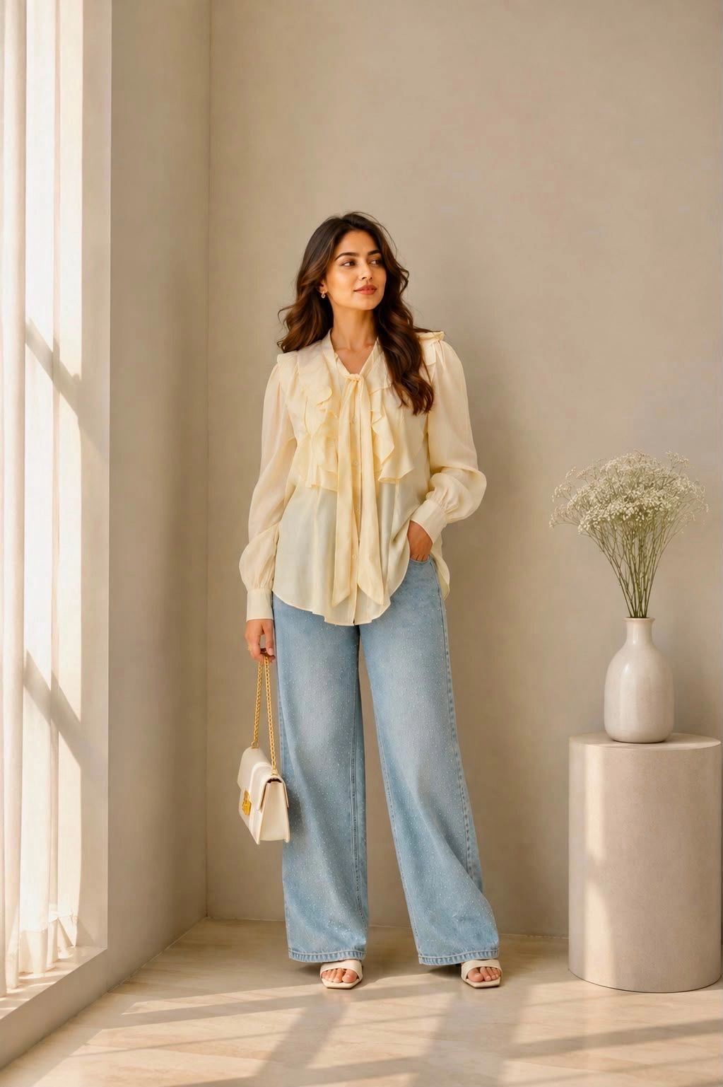 Butter yellow Ruffle Blouse 1