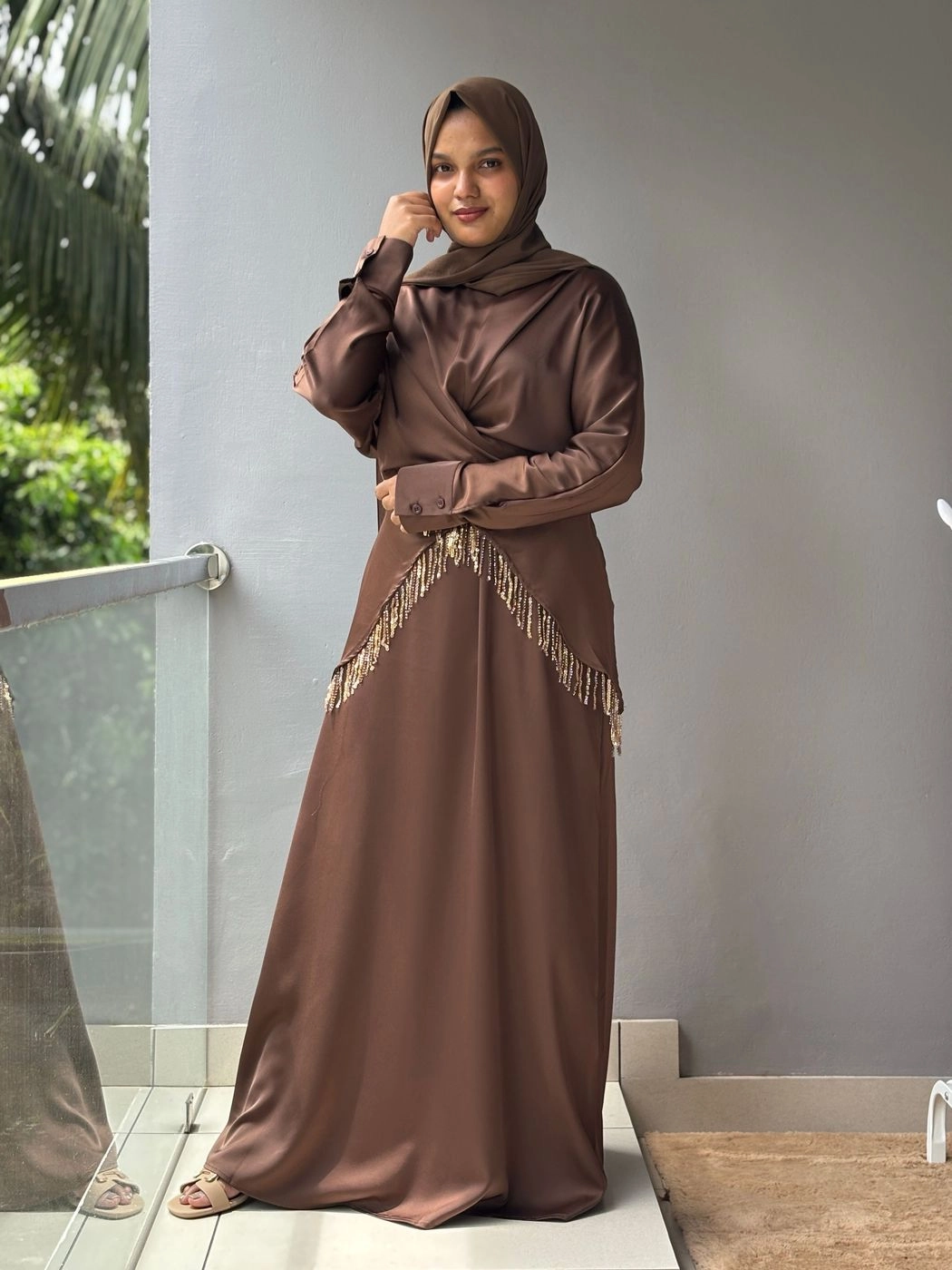 Mocha Luxe Layered Dress set 1