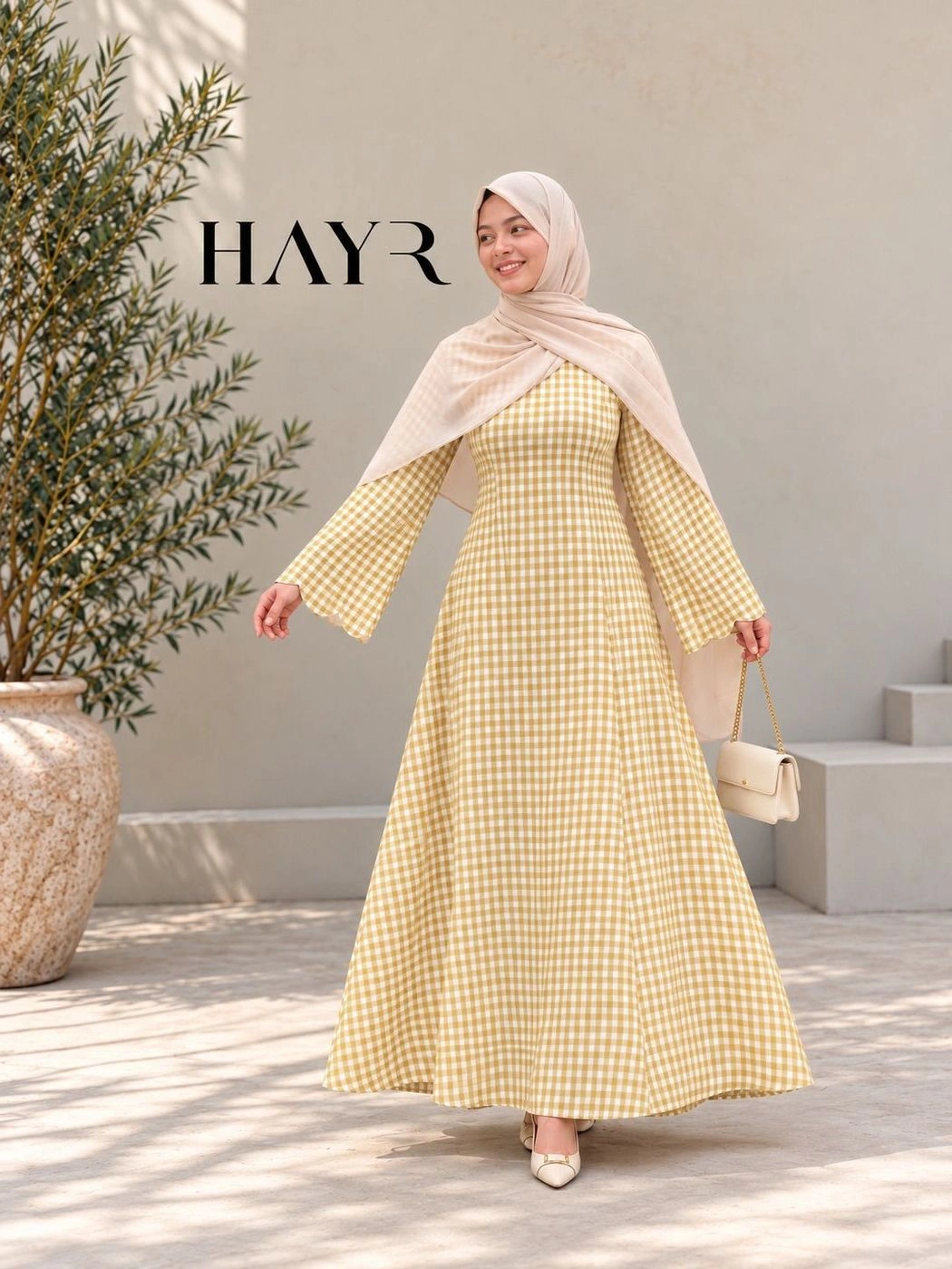 Gingham check Gown 1