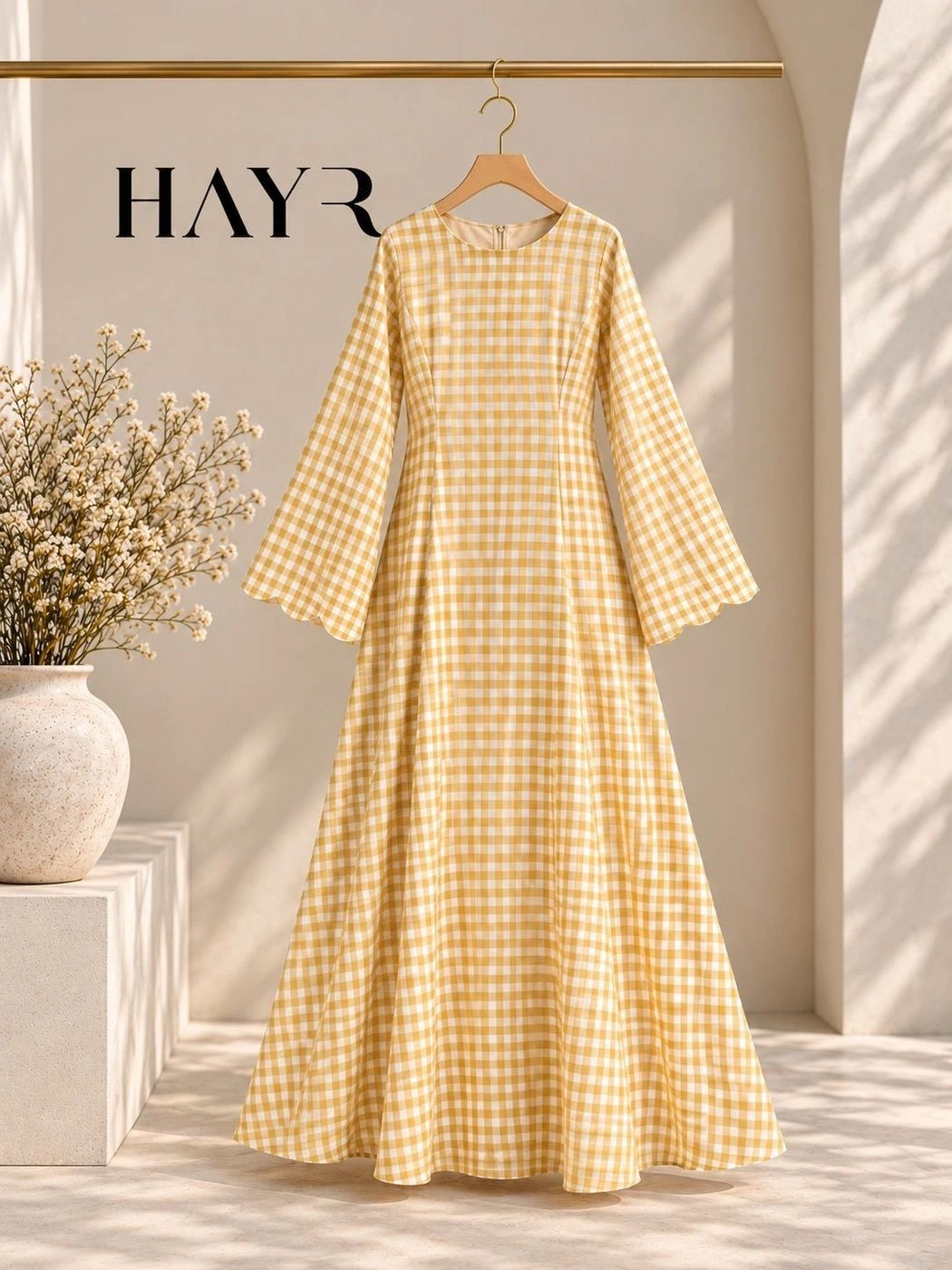 Gingham check Gown 2