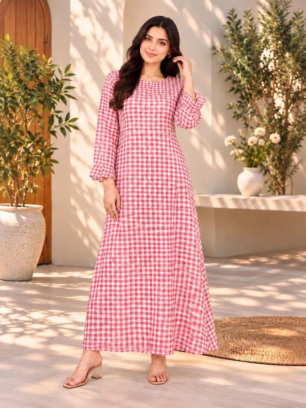 Blush scallop cut gown