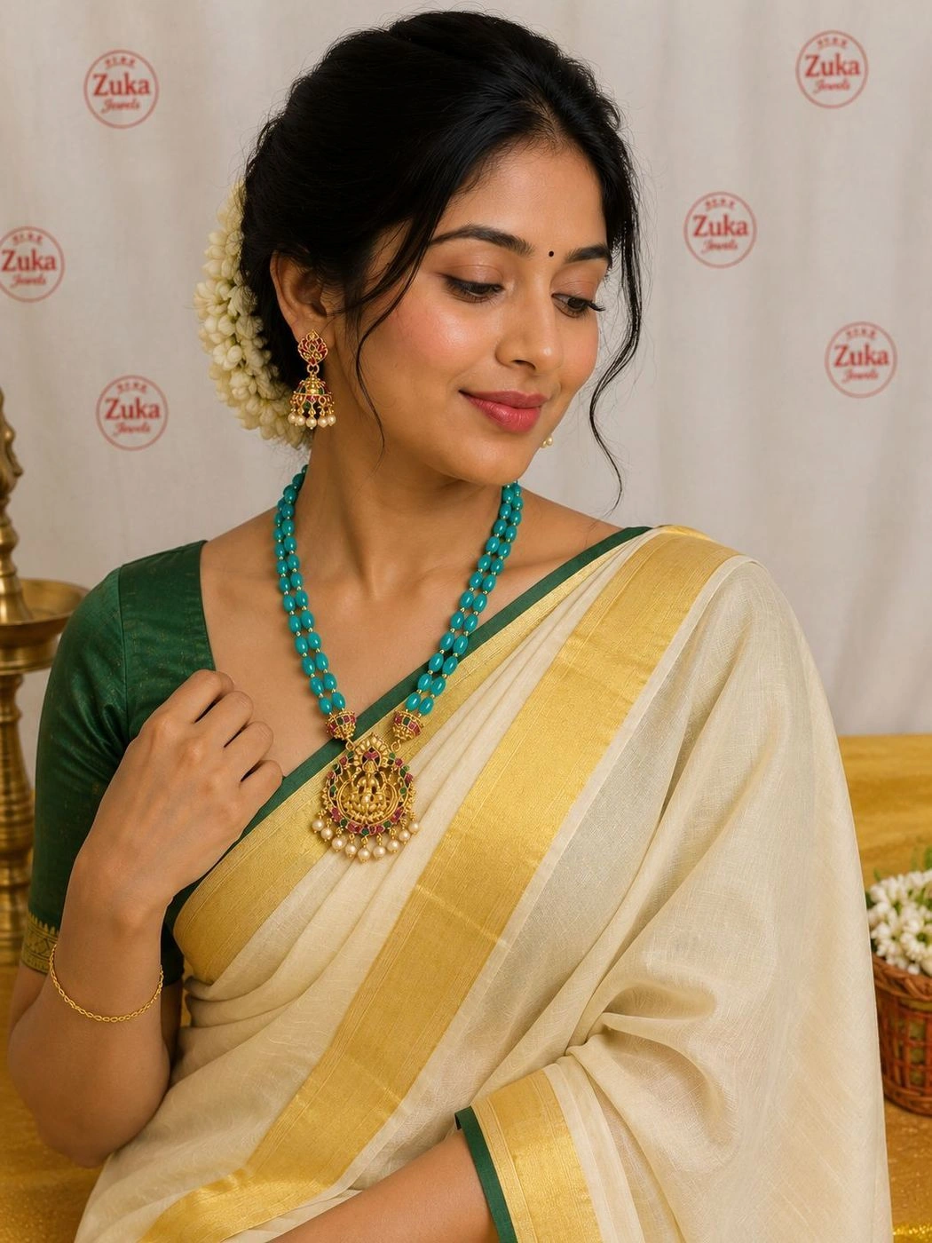 Necklace with locket with earing