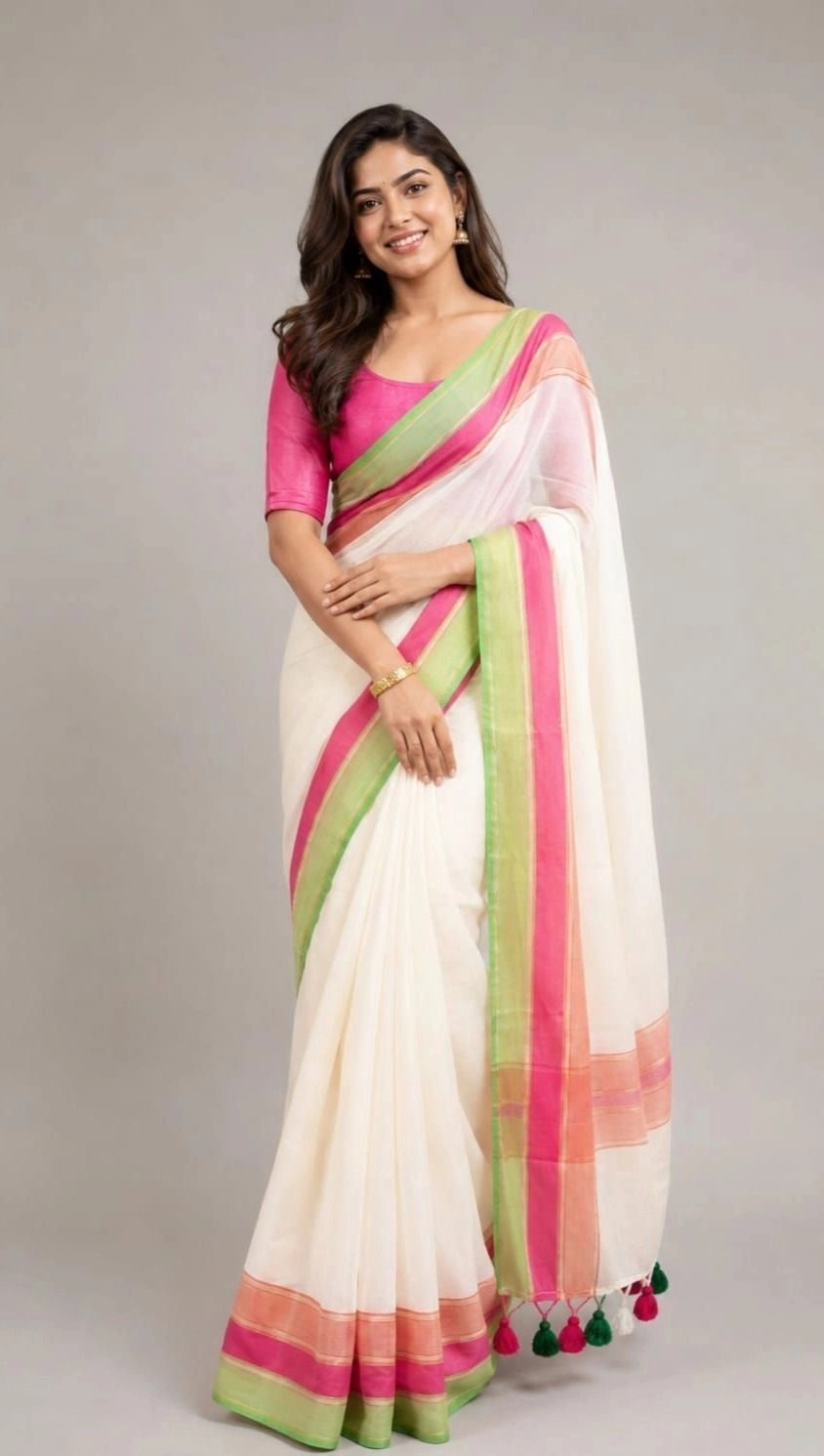 Mulmul 120 count cotton saree