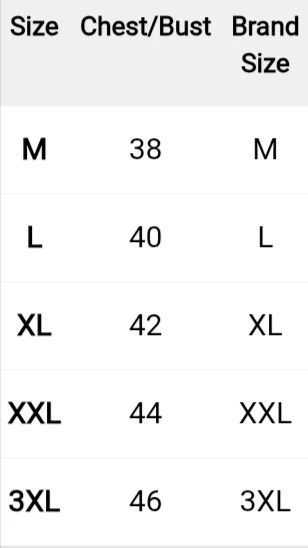 Size chart