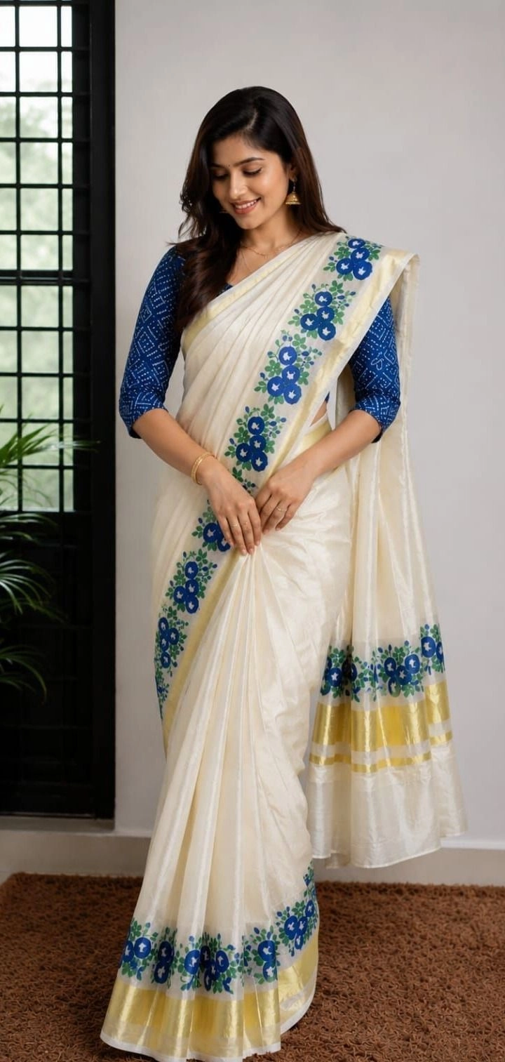 Sankupushpam kerala saree