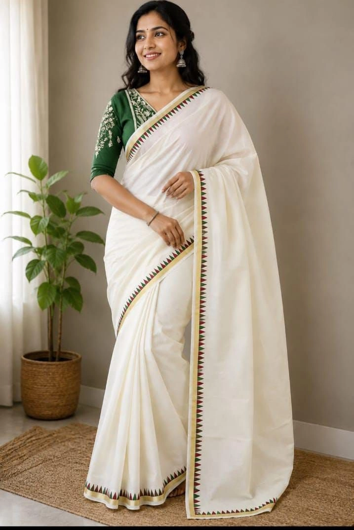 Anusree kerala saree red and green