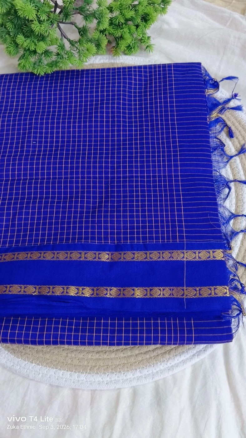 Aarani checked cotton blue