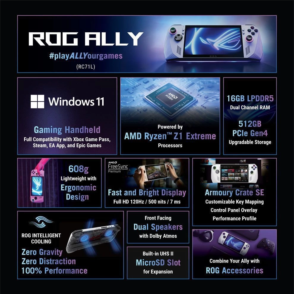 ASUS ROG Ally Z1 Extreme (16GB RAM, 512GB SSD) Handheld Gaming Console. 5