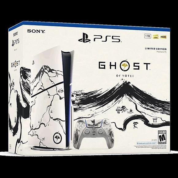 Sony PS5 PlayStation 5 Slim Console – Ghost of Yōtei Black Limited Disc Edition Bundle (Dual Controller Pack) 5