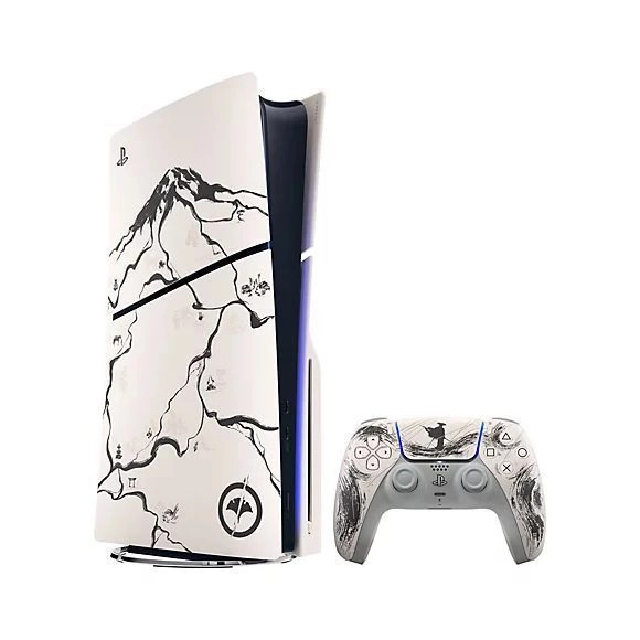 Sony PS5 PlayStation 5 Slim Console – Ghost of Yōtei Black Limited Disc Edition Bundle (Dual Controller Pack)
