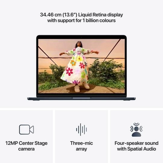Apple MDHE4HN/A MacBook Air 13 (10-core Apple M5 Chip/16 GB/512 GB SSD/Mac OS/Liquid Retina), 34.46 cm (13.6 inch), Midnight 5