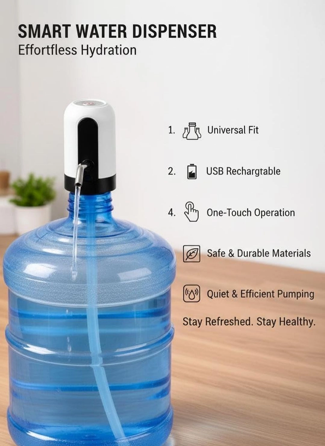 Rechargeable automatic water dispenser pump 2