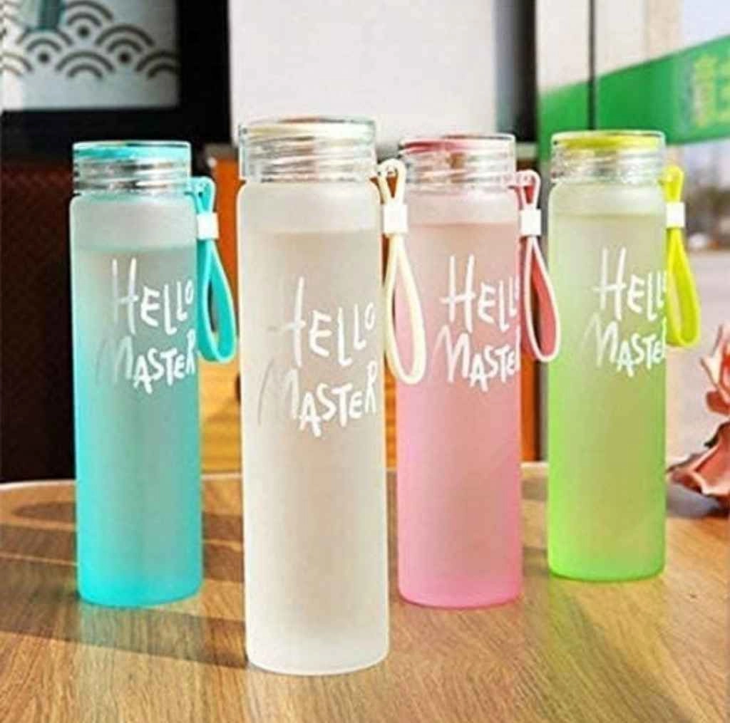 Hello master design glass water bottle 2