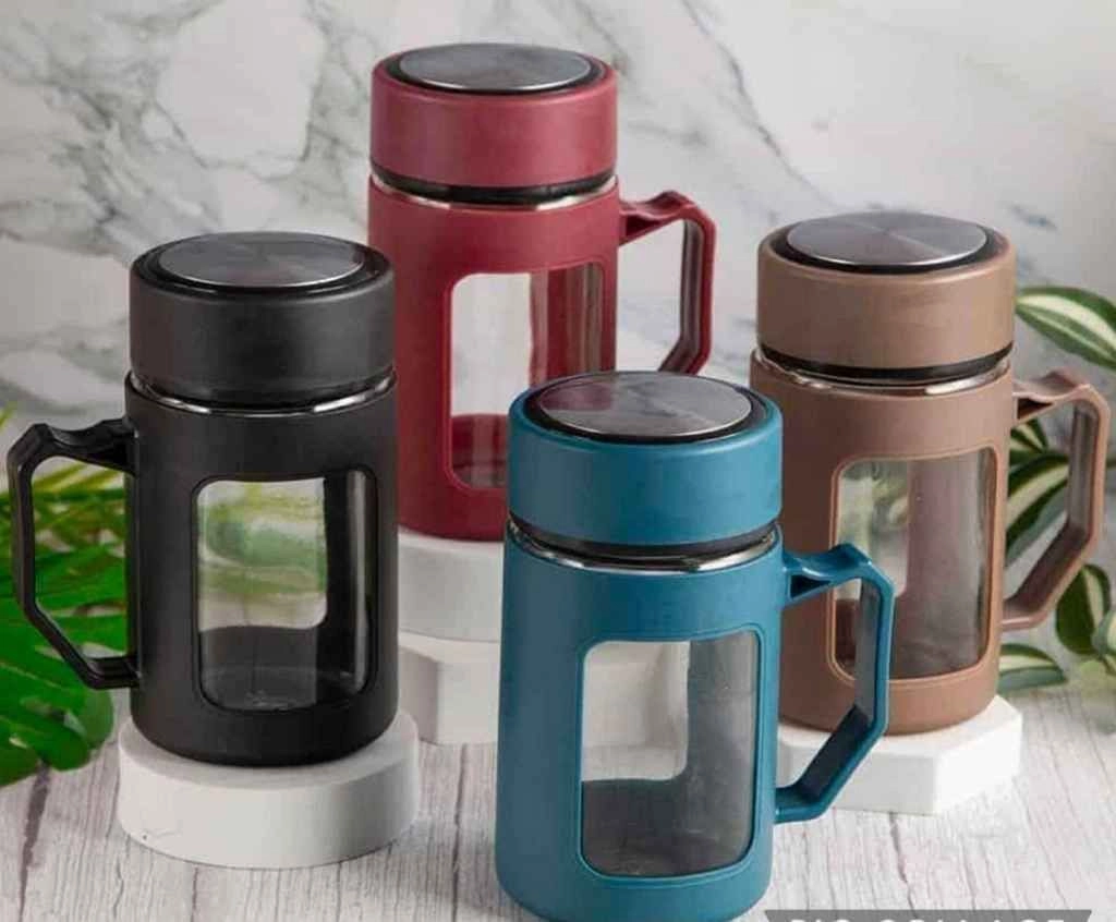 Glass mug with lid and handle 1