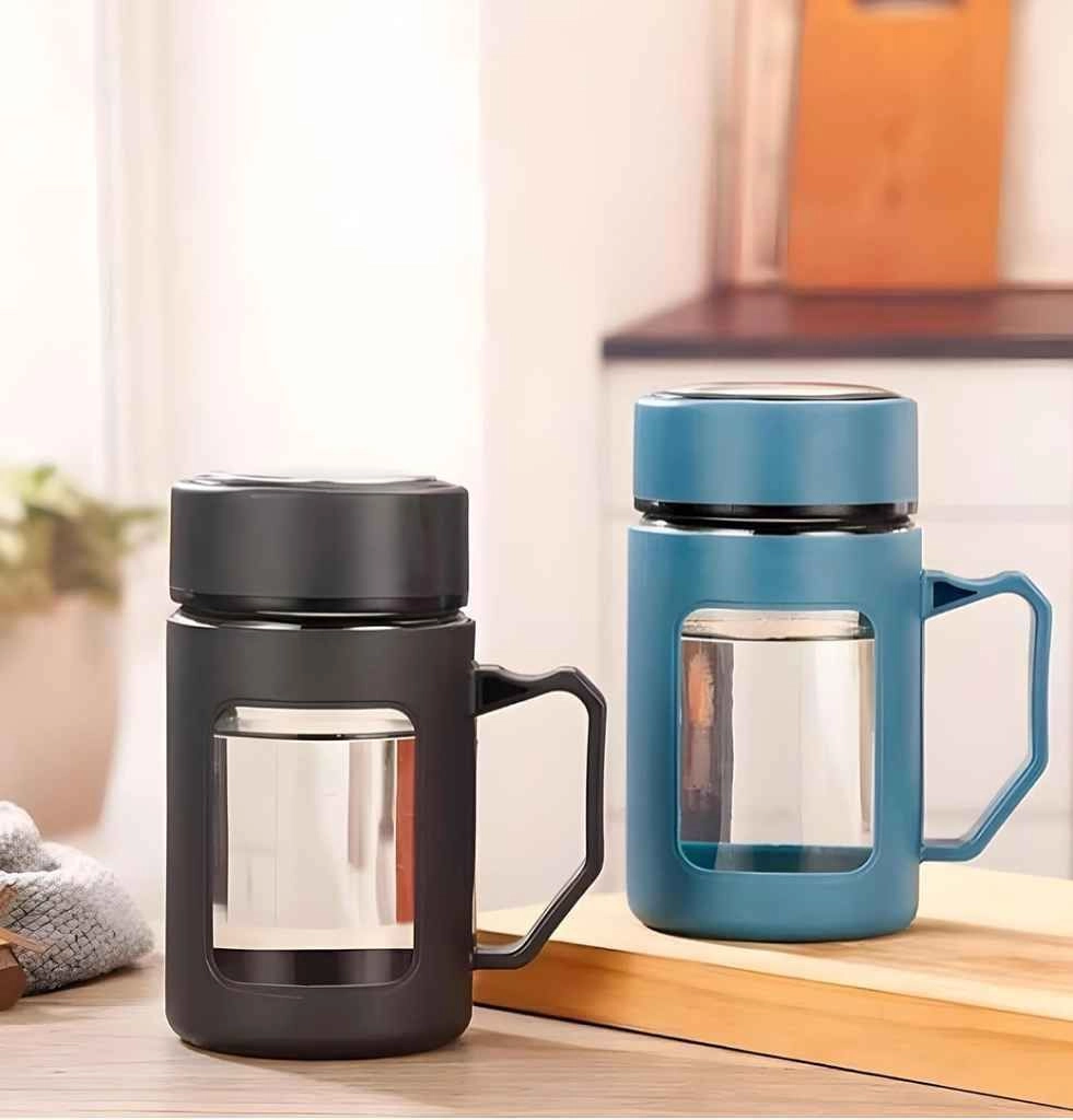 Glass mug with lid and handle 2