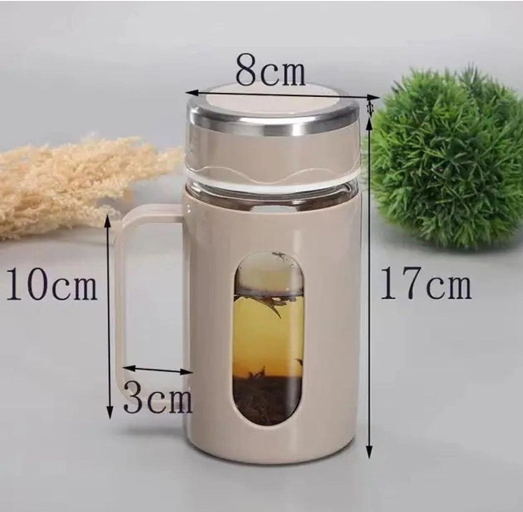 Glass mug with lid and handle 5