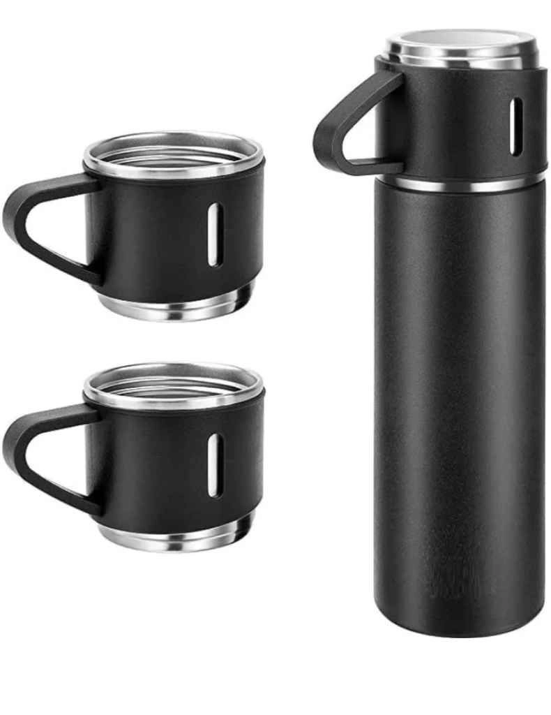 Stainless steel vacuum flask with cup set 2