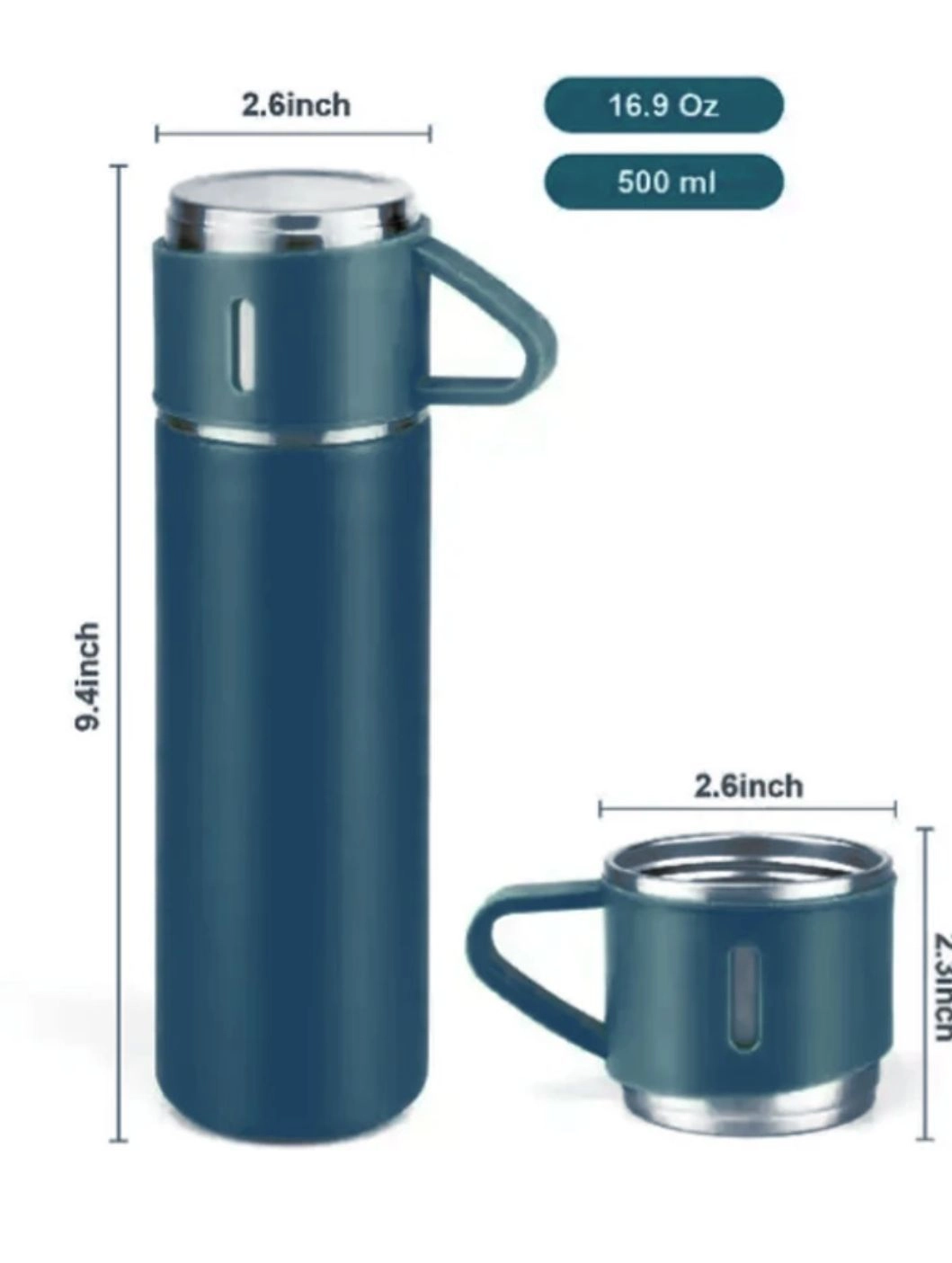 Stainless steel vacuum flask with cup set 5