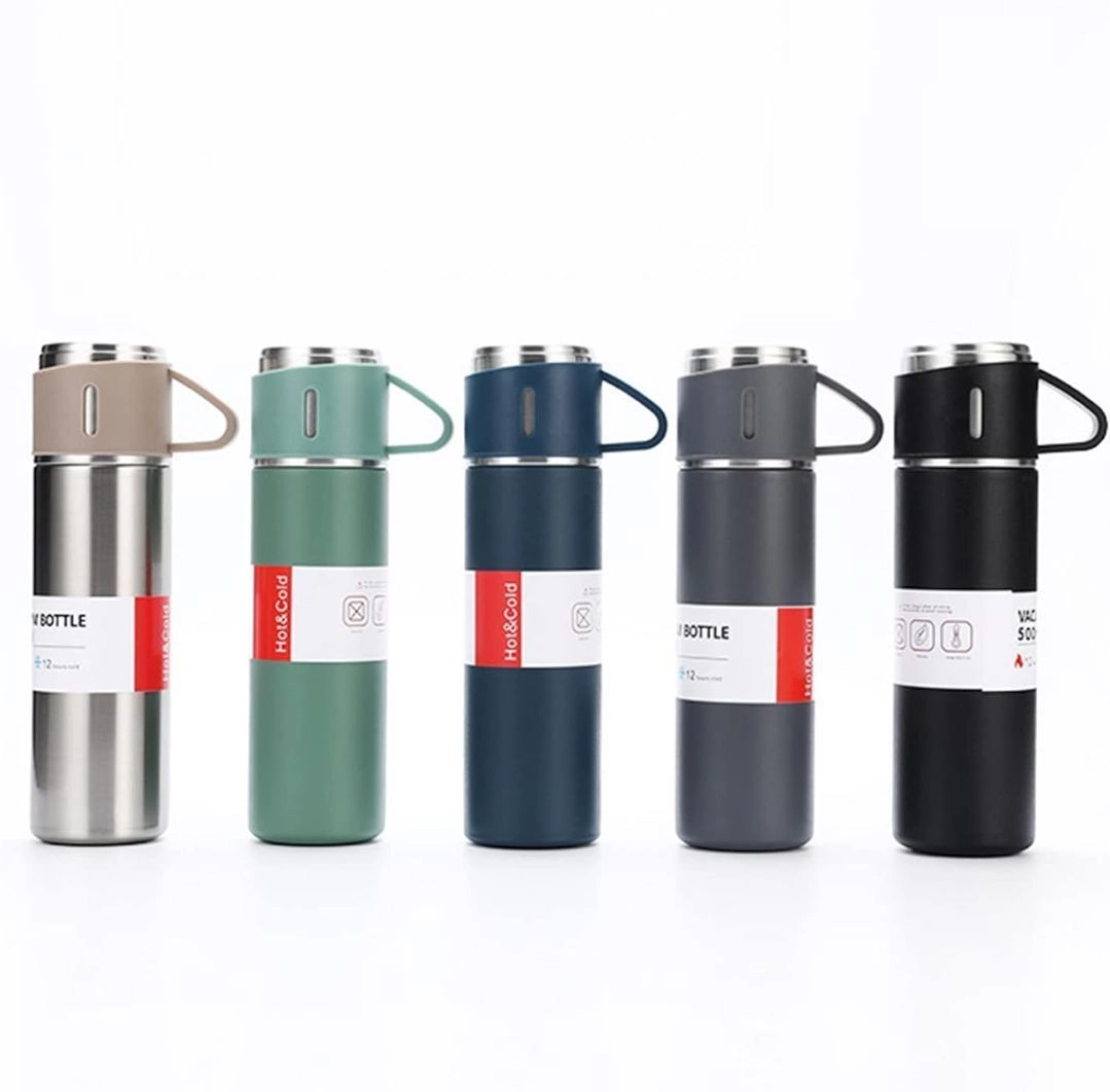 Stainless steel vacuum flask with cup set 10