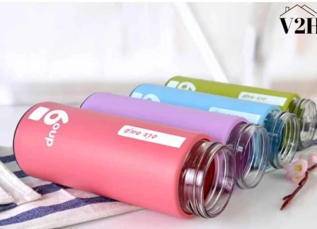 OUP glass water bottle with strong plastic outer shield 4