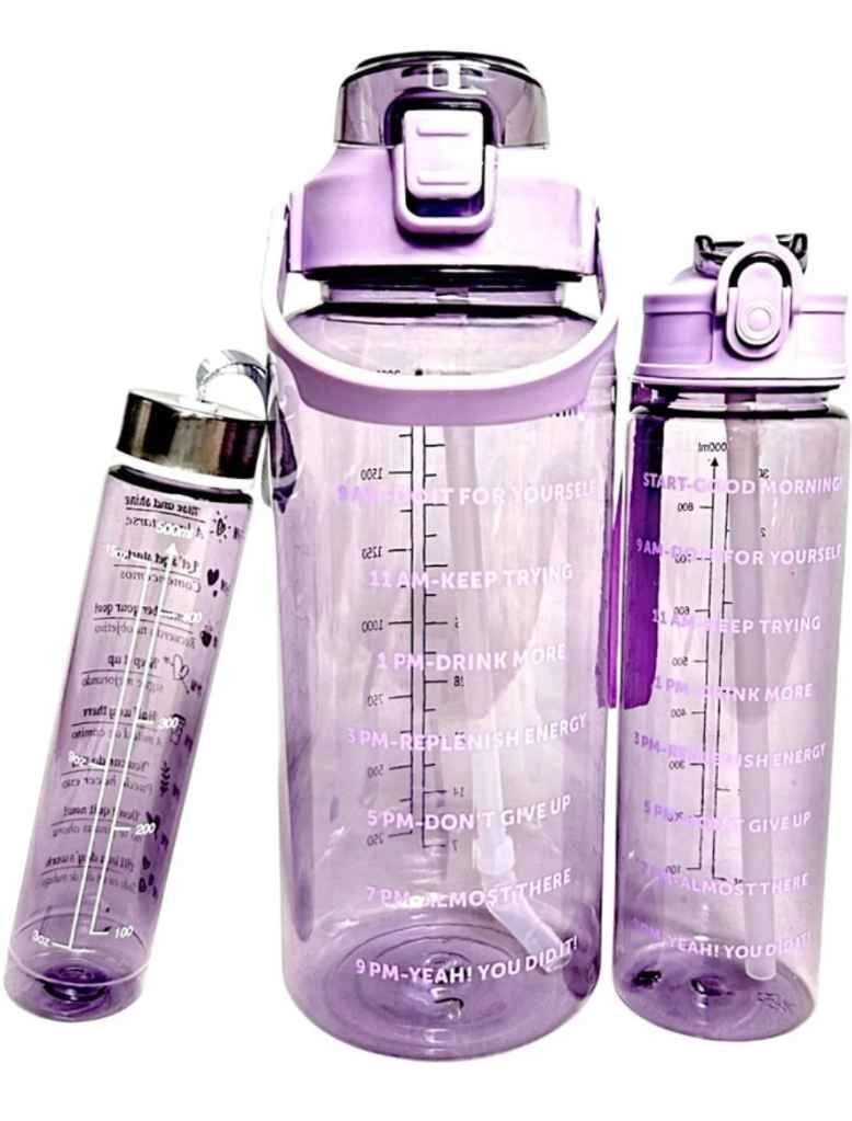(Combo of 3) transparent motivational water bottle,2000 ml, 900 ml, 300 ml 3