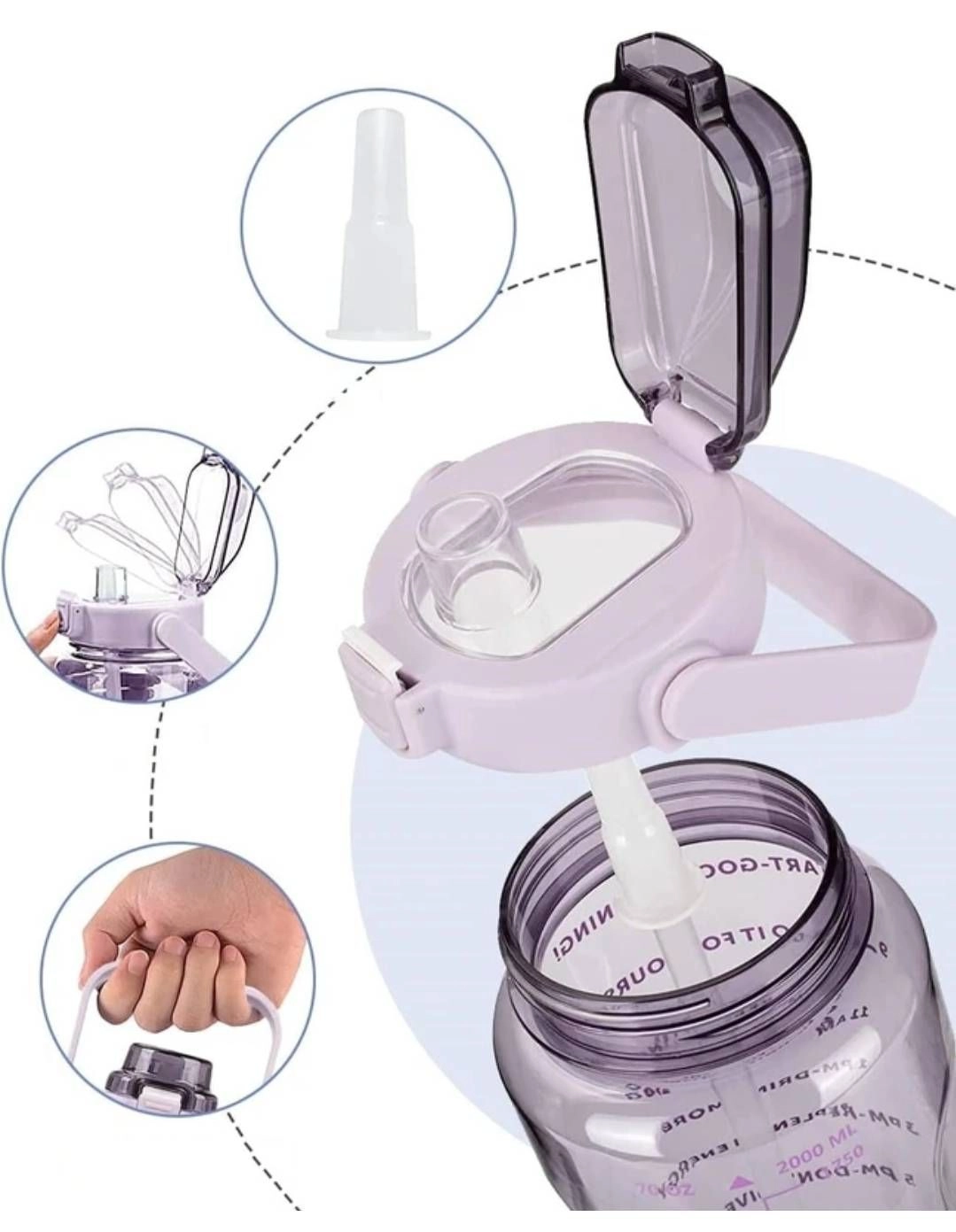 (Combo of 3) transparent motivational water bottle,2000 ml, 900 ml, 300 ml 4