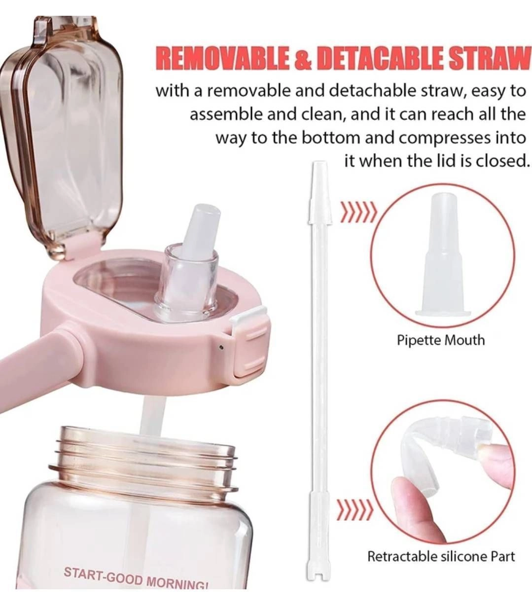 (Combo of 3) transparent motivational water bottle,2000 ml, 900 ml, 300 ml 5