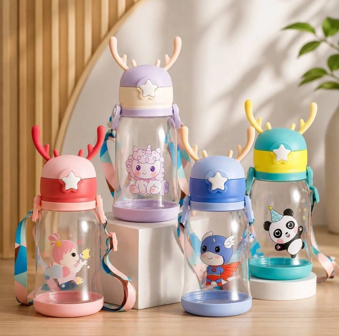 500 ml water bottle with straw and strap 1