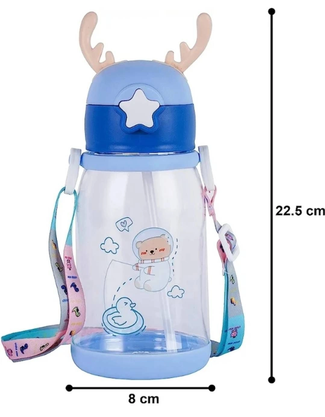 500 ml water bottle with straw and strap 2