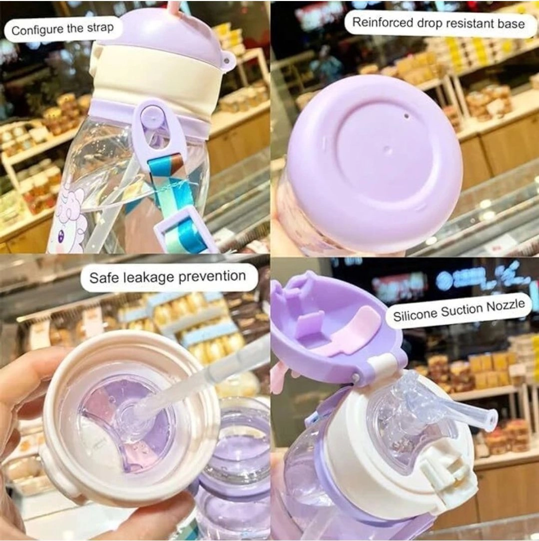 500 ml water bottle with straw and strap 8