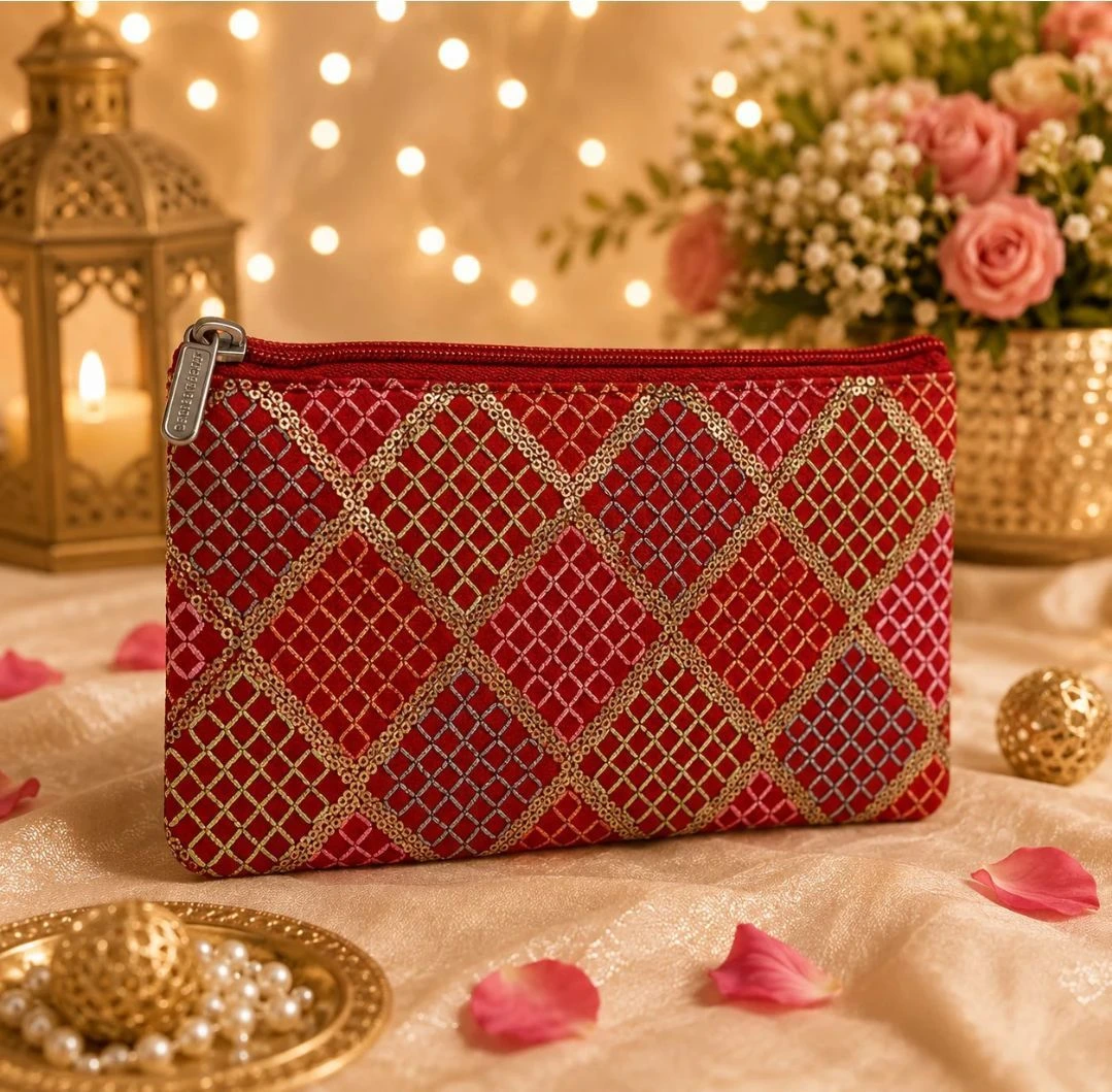 Embroidered Fabric Zip Pouches for Gifts & Daily use 1