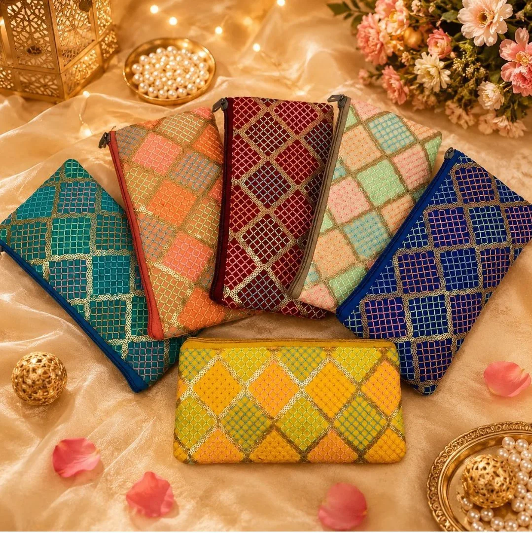 Embroidered Fabric Zip Pouches for Gifts & Daily use 2