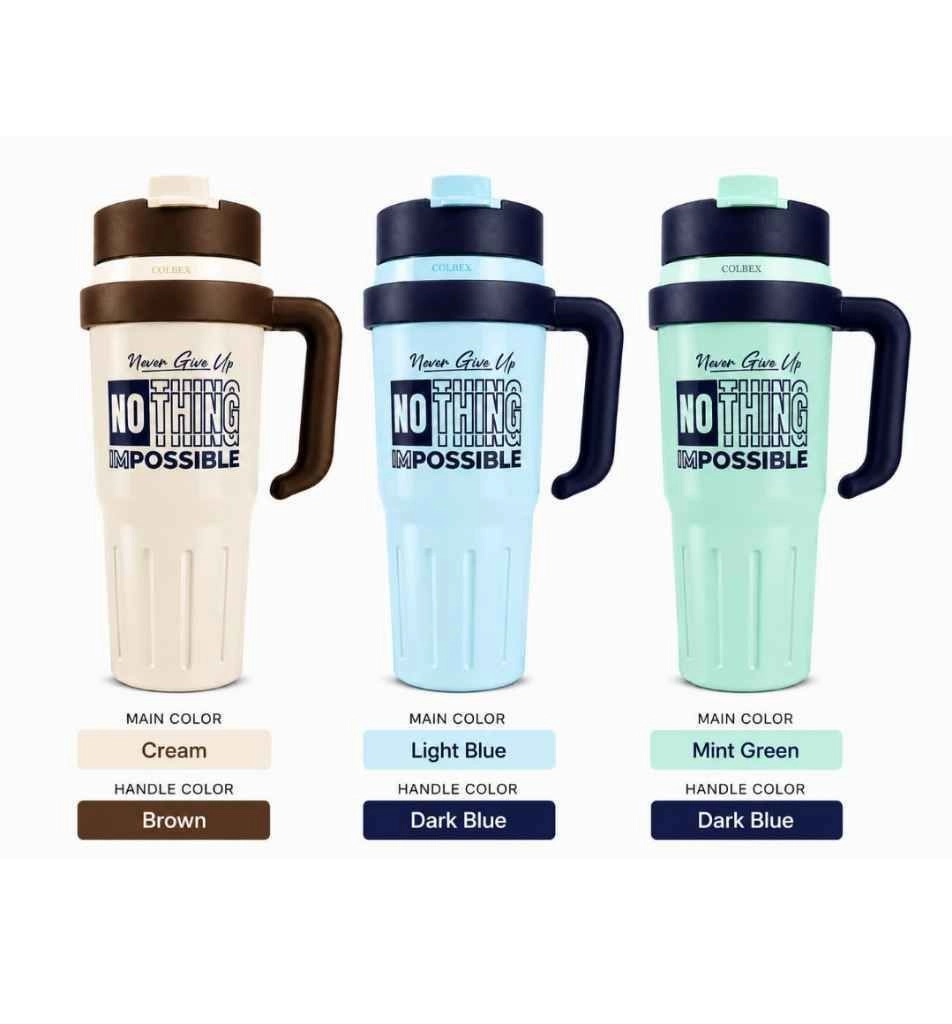 Insulated travel mug with lid and handle 1