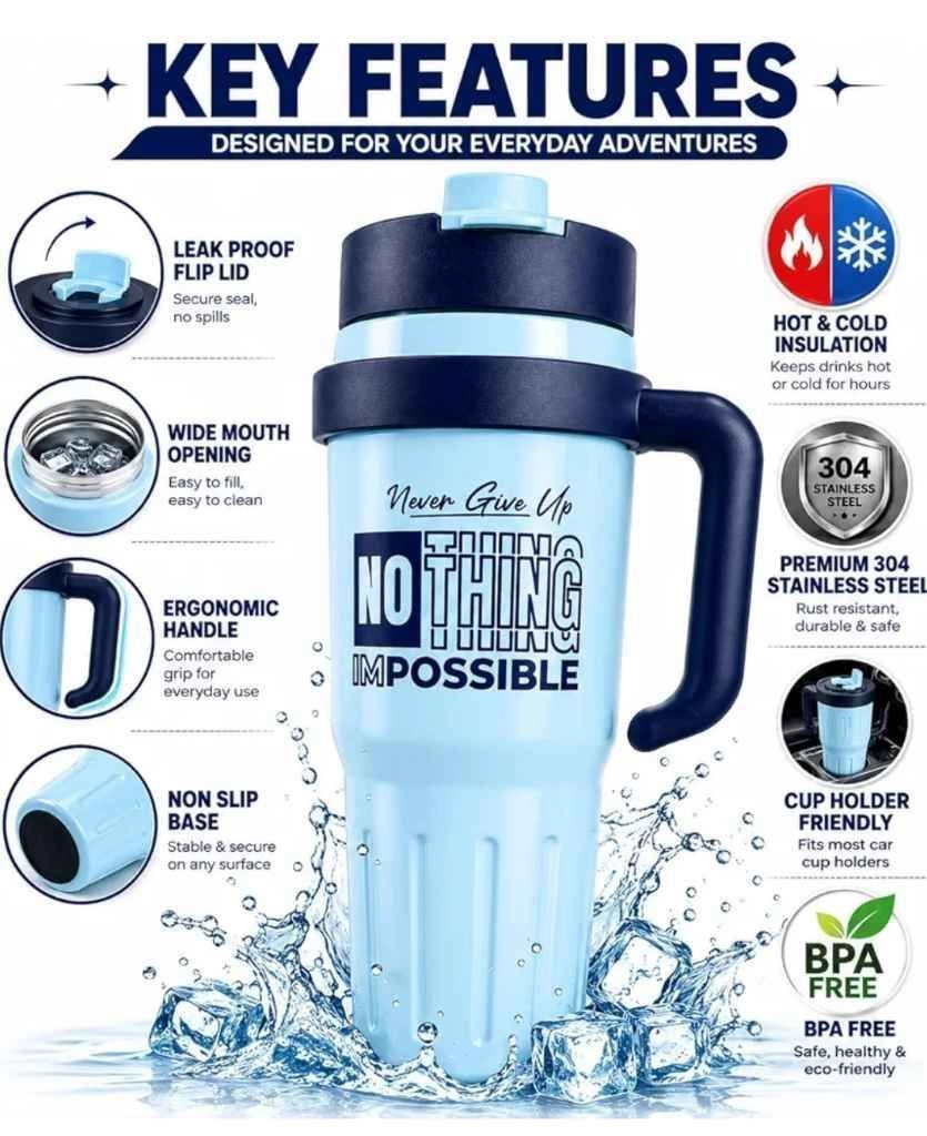 Insulated travel mug with lid and handle 2