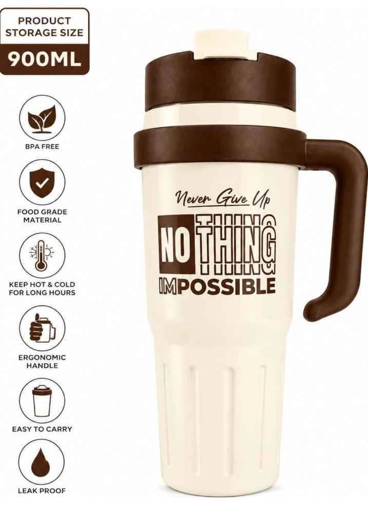 Insulated travel mug with lid and handle 4