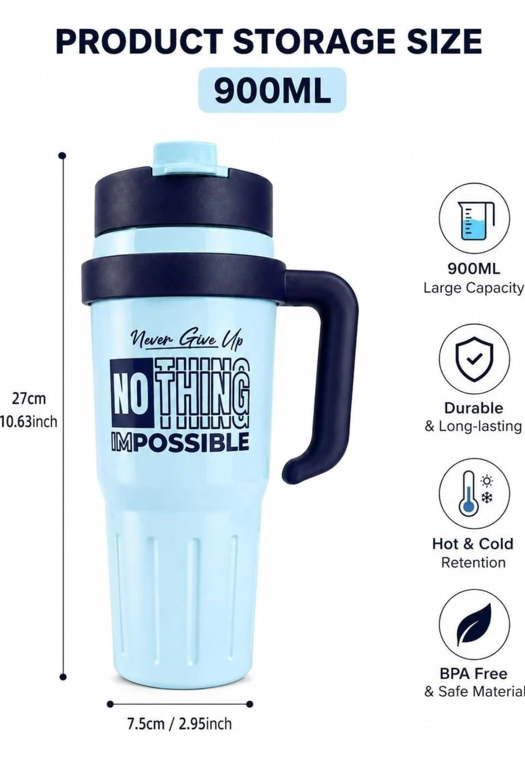 Insulated travel mug with lid and handle 7