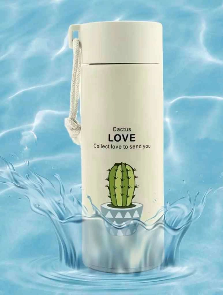 Cactus love glass water bottle with strong plastic outer shield 1