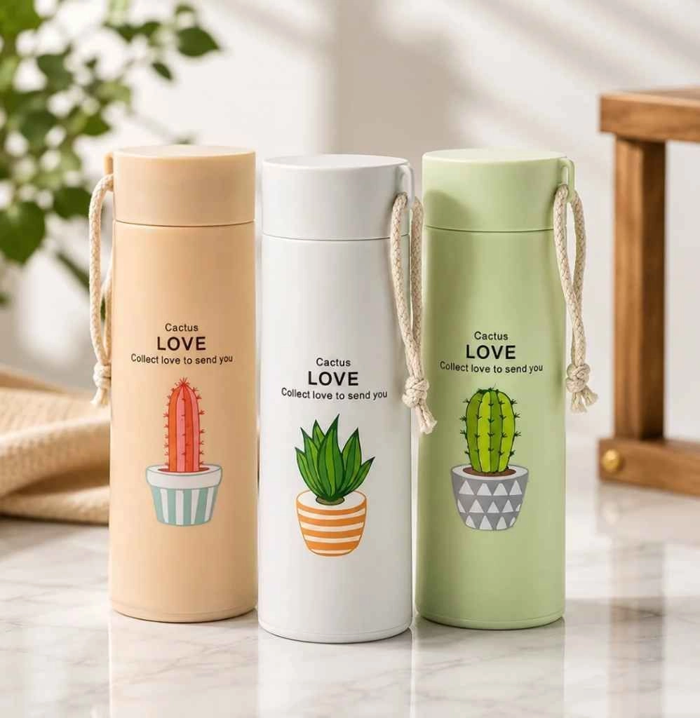 Cactus love glass water bottle with strong plastic outer shield 2