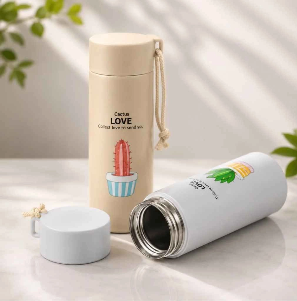 Cactus love glass water bottle with strong plastic outer shield 3