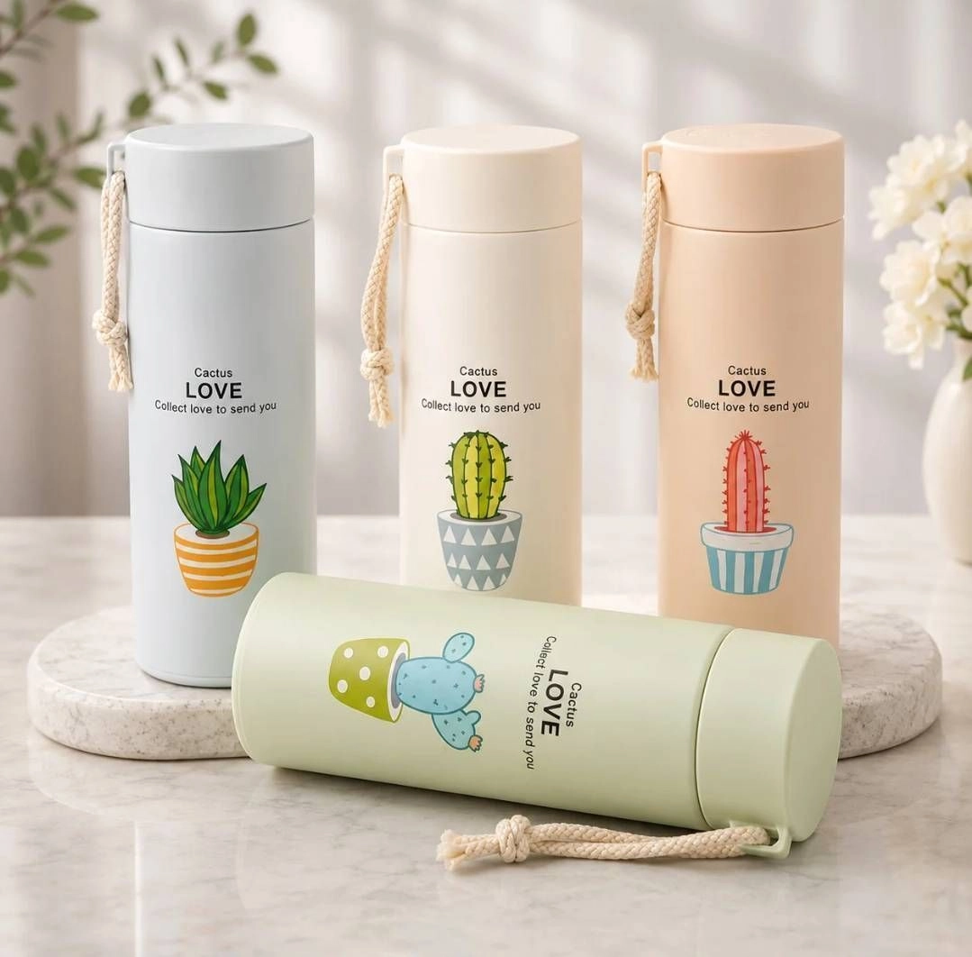 Cactus love glass water bottle with strong plastic outer shield 6
