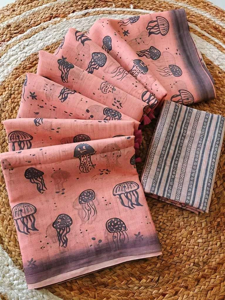 Linen cotton saree 3