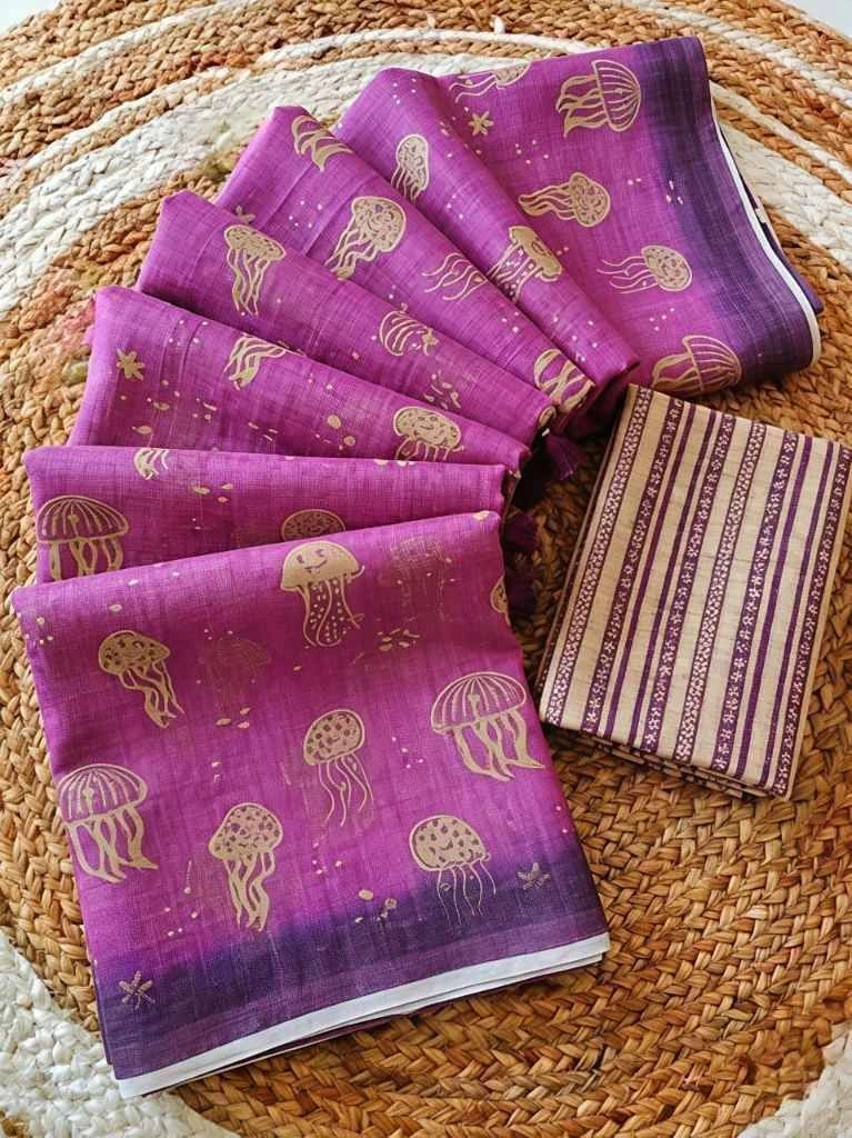 Linen cotton saree 5