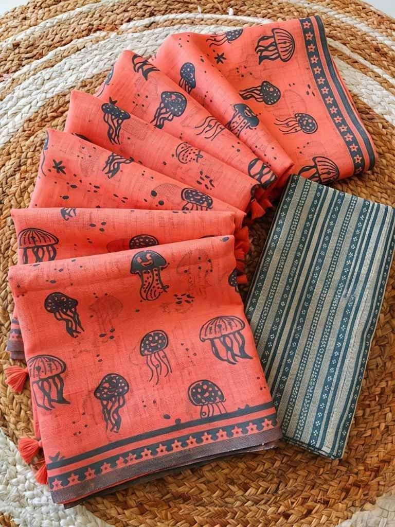 Linen cotton saree 8
