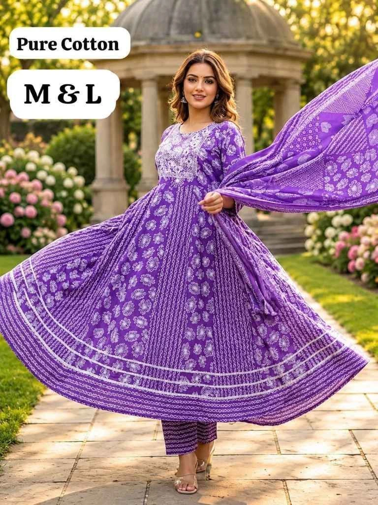 Jaipur cotton kurti, pant, dupatta set 1