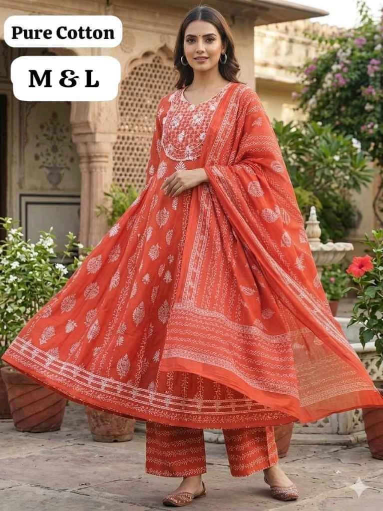 Jaipur cotton kurti, pant, dupatta set 2