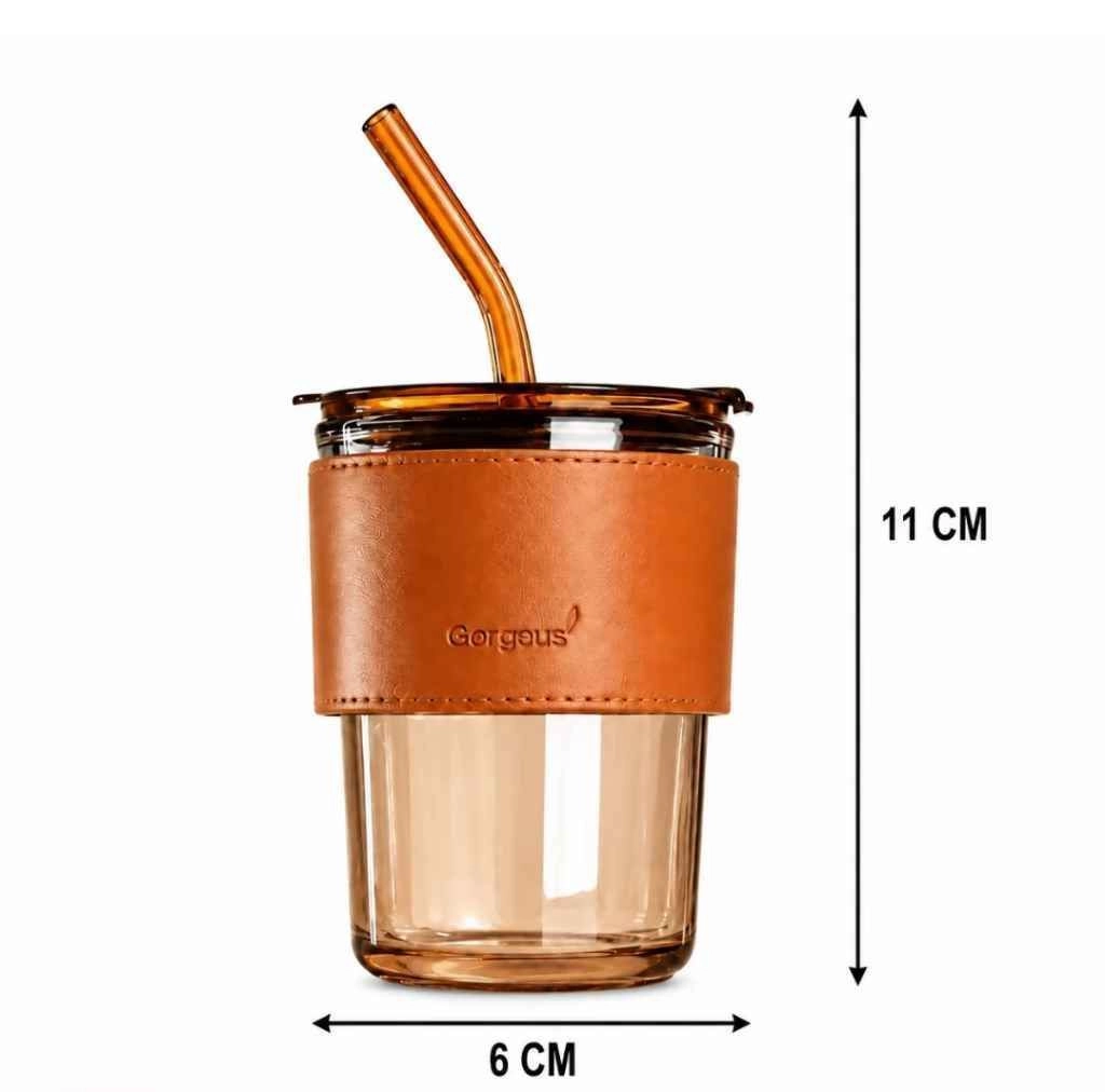 Glass coffee cup with lid and strow 9
