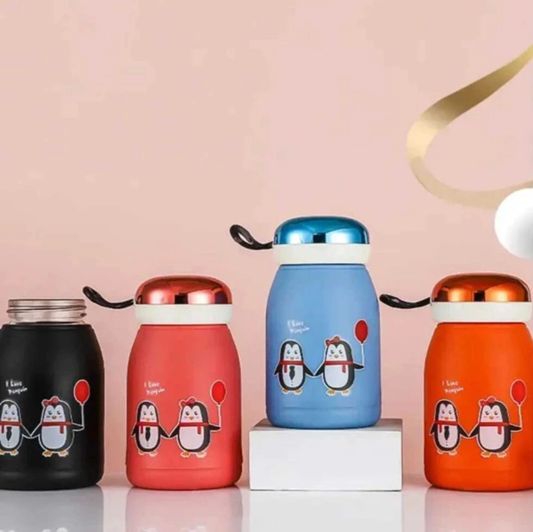 Penguin printed glass water bottle 3