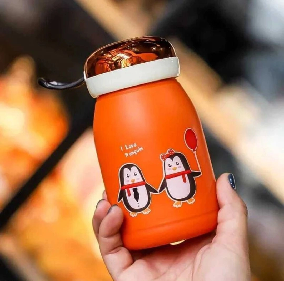 Penguin printed glass water bottle 6