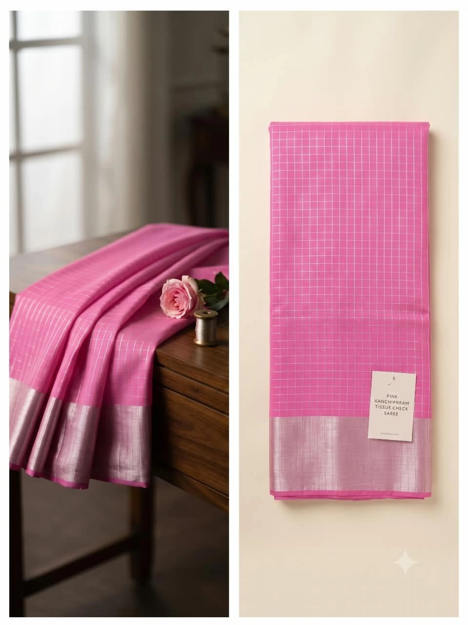 Fancy saree checked design